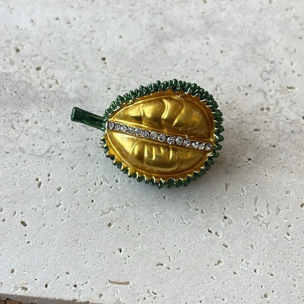MACY'S Durian fruit pin gold tone